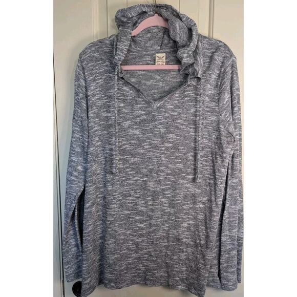 FADED GLORY V Neck Long Sleeve Hooded Top Womens Size XXL (20-22) Gray - Picture 1 of 7